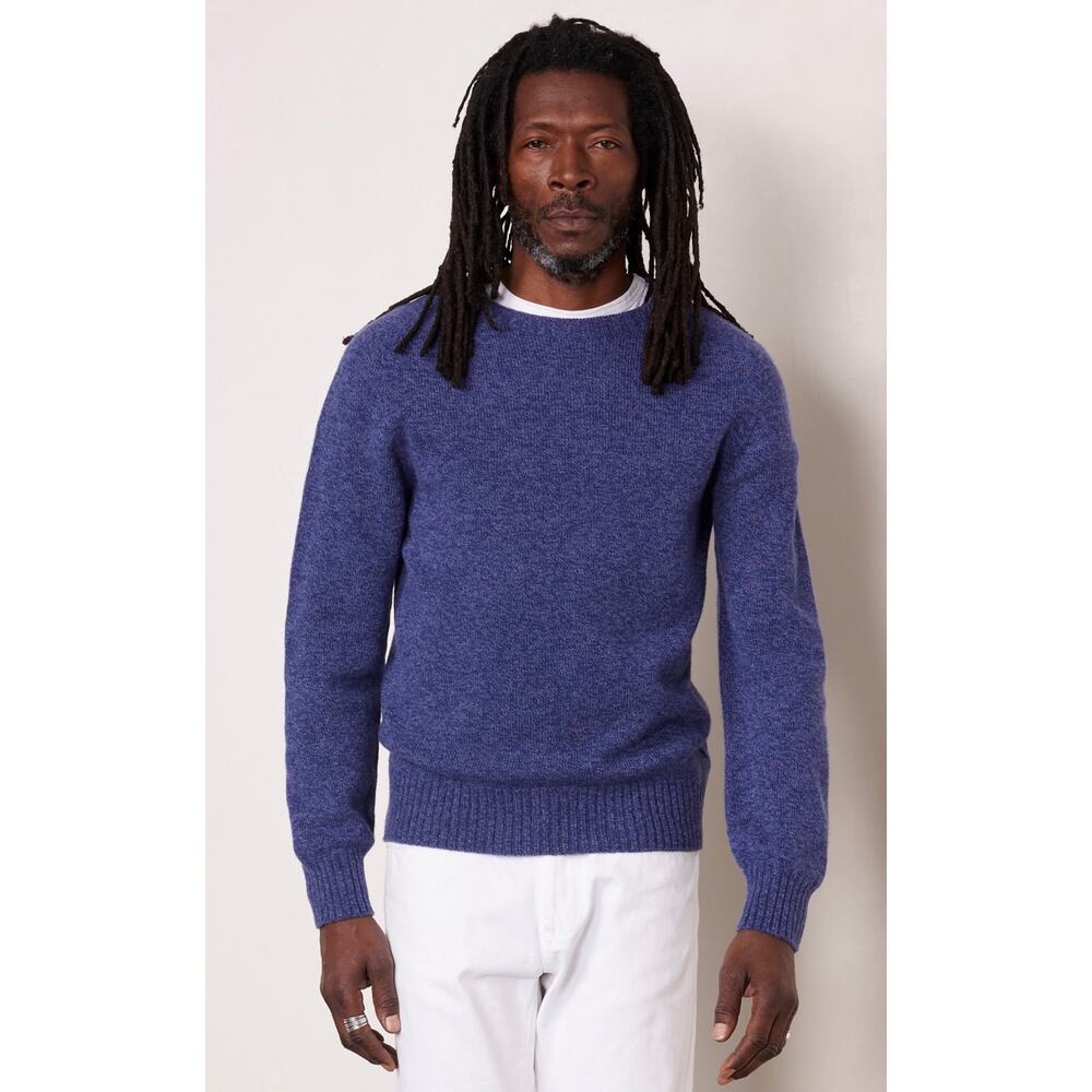 Officine Générale Seamless Crewneck Sweater Blue 100% Virgin Wool Size M